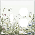 Colorful Wildflowers Daisy Plant Butterfly Floral Wallplates 1 Toggle 1 Duplex Switch Plate Electrical GFCI Faceplate Decorative Light Switch Covers for Bed Room Living Room Decor