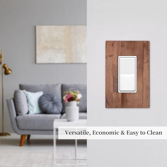 Rustic Brown Dark Wood Texture Printing Decorative Outlet Covers 1 Gang Single Rocker Light Switch Cover Plate Wall Plates Gfci Faceplate For Farmhouse Cabin Decor