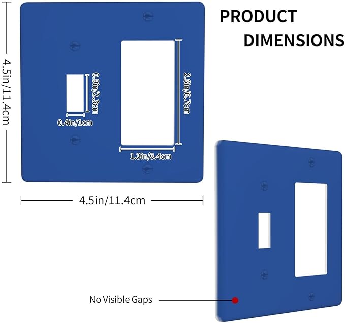 Blue 2 Gang Combination Light Switch Cover Decorative 1-Toggle 1-Decorator Wall Plate Electrical GFCI Combo Receptacle Faceplate