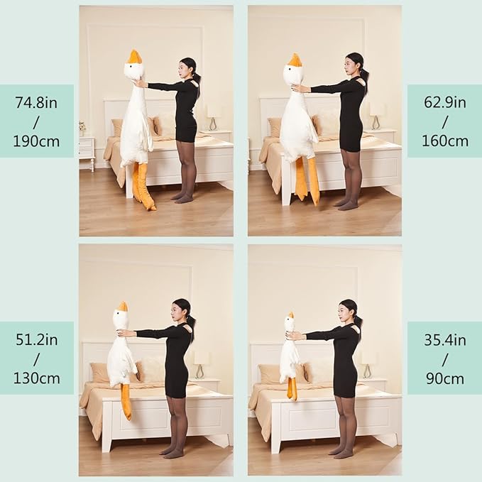 Haengbuk-Goose Stuffed Animal, 35.4in/90cm Giant Sleeping Hugging Pillow, Soft White Swan Plush Toy, for Kids, Friends or Family