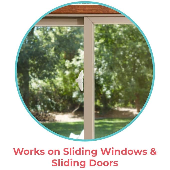 Toddleroo by North States - Sliding Door & Window Lock for Baby Proofing: Sliding Door Lock for Child Safety - White (Pack of 2)