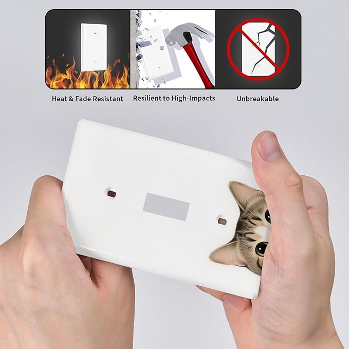 Cat Single Toggle Wall Plate Decorative 1 Gang Light Switch Covers Electrical Switchplate Home Decorate Faceplat for Bathroom Bedroom Kitchen Room 4.5 x 2.76 Inch