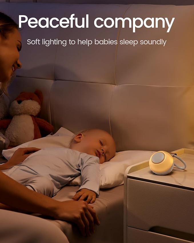 CHICWAY 2026 Mom's Choice Awards, Portable Sound Machine for Baby Adult, AI Cry Detection, 18 Soothing Sound, Bluetooth Rechargeable White Noise Machine for Home Office Travel, Nursery Light, Gray