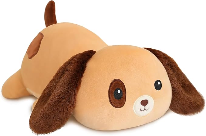 SQEQE Weighted Dog Plush, Weighted Dog Stuffed Animal, Cute Larbrador Plushies Soft Pillow Toy Gift for Kids Adults Brown 13.8 Inch, 1.6 Lbs