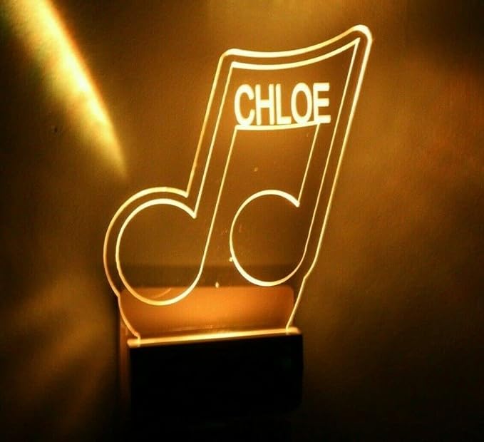 Night Light Multi Color Personalized LED Plug-in, Ultra-Slim Touch Night Light Smart Dusk to Dawn Sensor, Kids Children's Bedroom Kitchen Bathroom Hallway Play Room Variations (Music Notes)