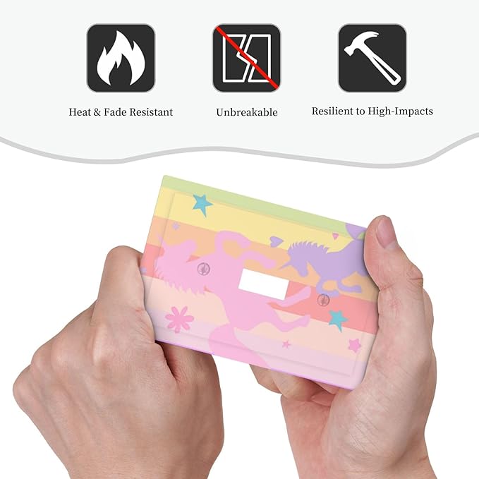 Cute Purple Pink Rainbow Unicorn 1 Gang Light Switch Cover Single Toggle Wall Plate Decorative Electrical Switchplate Covers Faceplate Switchplate for Nursery Girls Boys Room Kids Room Décor