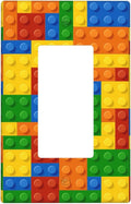 Colorful Bricks Single Gang Rocker Light Switch Cover Plates Decorative Outlet Covers, 1 Gang Rocker Wall Plate