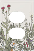 Rustic Country Floral Flowers Blossom Botanical Plant Herbs Wildflower 1 Gang Electrical Device Duplex Receptacle Light Switch Outlet Cover Wall Plate Electric Plug Socket Cover Decorative Switchplate