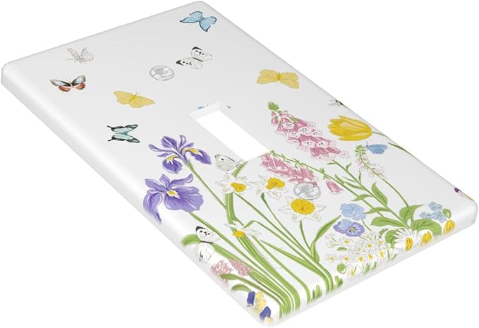 Flower Butterfly Light Switch Cover Plates Decorative Single Toggle Wall Plate, 1 Gang Lightswitch Cover