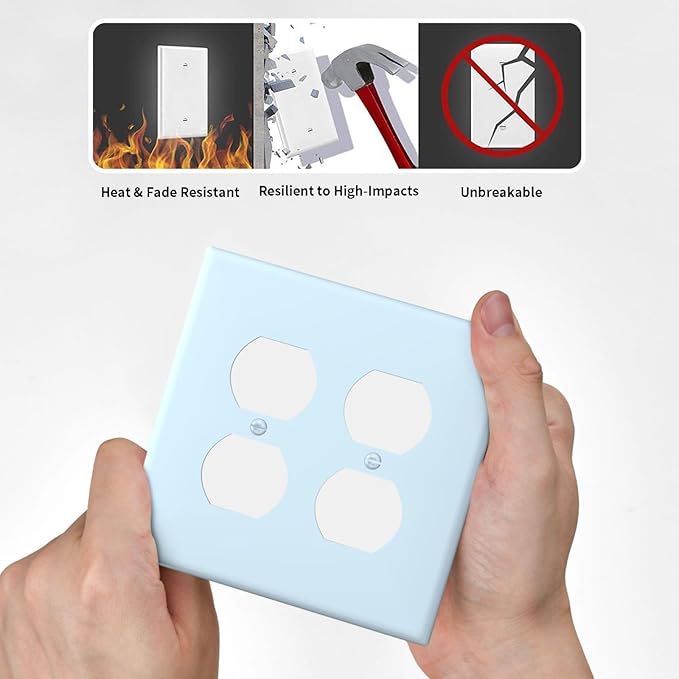 Aqua/Teal 2 Gang Double Duplex Receptacle Combo Outlet Light Switch Cover Wall Plate Electrical Faceplate Decorative Dual Device Switchplate