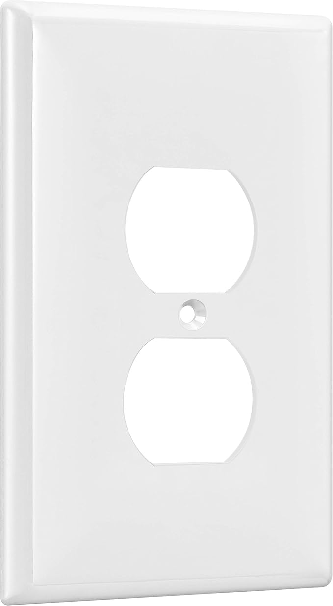 ENERLITES Duplex Receptacle Outlet Wall Plate, Jumbo Outlet Covers, Gloss Finish, Oversized 1-Gang 5.5" x 3.5", Polycarbonate Thermoplastic, 8821O-W, White