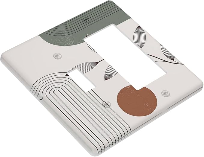Outlet Covers Sage Green Boho Nature Art Minimalist Geometric Plant 1 Toggle 1 Rocker Combination Decorative Wall Plate Electrical Switch Plates Light Switch Cover Plate for Bedroom