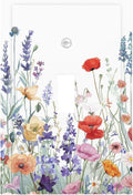 Colorful Floral Purple Lavender Flower Leaves Plants Decorative Light Switch Cover 1 Gang Single Toggle Device Electrical Faceplate Switchplates Decorator Outlet Wall Plate for Bed Room Living Room