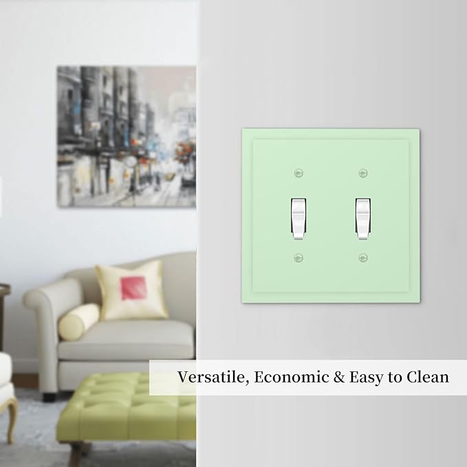 Green Decorative 2 Gang Toggle Outlet Light Switch Cover Double Device Wall Plate Electrical Faceplate Dual Device Switchplate