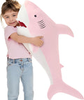 MorisMos 39inch Giant Shark Stuffed Animal, Large Stuffed Shark Plush, Big Sharks Pillow Gift for Kids Girlfriend, Pink