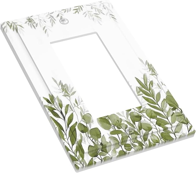 Green Eucalyptus Plant Leaves Vine Decorative Outlet Covers 1 Gang Single Rocker Light Switch Cover Plate Wall Plates GFCI Faceplate for Bed Room Living Room Decor