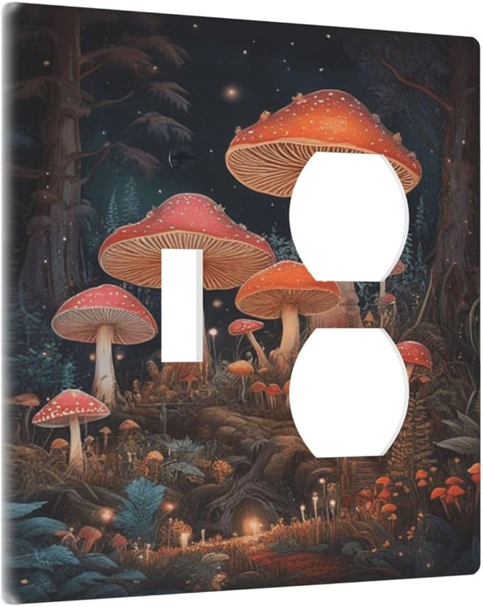 Decorative Art Light Switch Covers Maple Path 2 Gang Single Toggle Duplex Combination Electrical Faceplate Switchplate Wall Plate for Home Decor