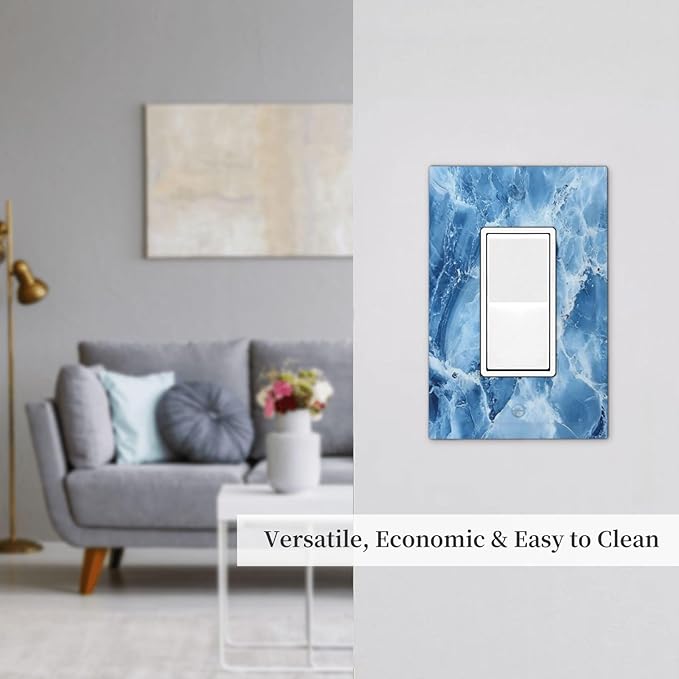 Outlet Covers Blue Marble Abstract Luxury Modern 1 Gang Duplex Light Switch Cover Plate Decorative Wall Plates Electrical Switchplate Receptacle for Bathroom Bedroom Decor（2 Pack）