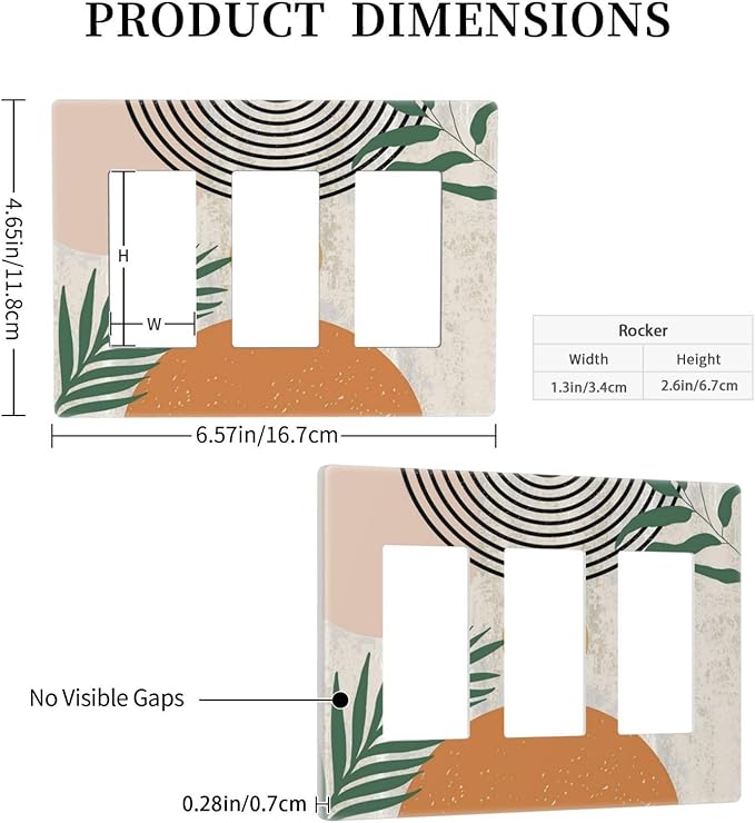 Orange Mid Century Boho Flower 3 Gang Triple Rocker/Decorator Light Switch Wall Plate Cover Decorative Gfci Electrical Faceplate Switchplate Room Decorate