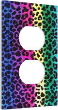 Watercolor Colorful Rainbow Leopard Print 1 Gang Outlet Covers Duplex Receptacle Wall Plate Decorative Faceplate Switchplates African Animal Stripes Blue Purple Green Red Geometric Leopard Room Decor