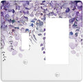 Purple Plants Leaves Eucalyptus Vine Floral Flowers Outlet Covers 1 Toggle 1 Rocker Combination Decorative Wall Plate Electrical Switch Plates Light Switch Cover Plate for Bedroom Living Room Decor