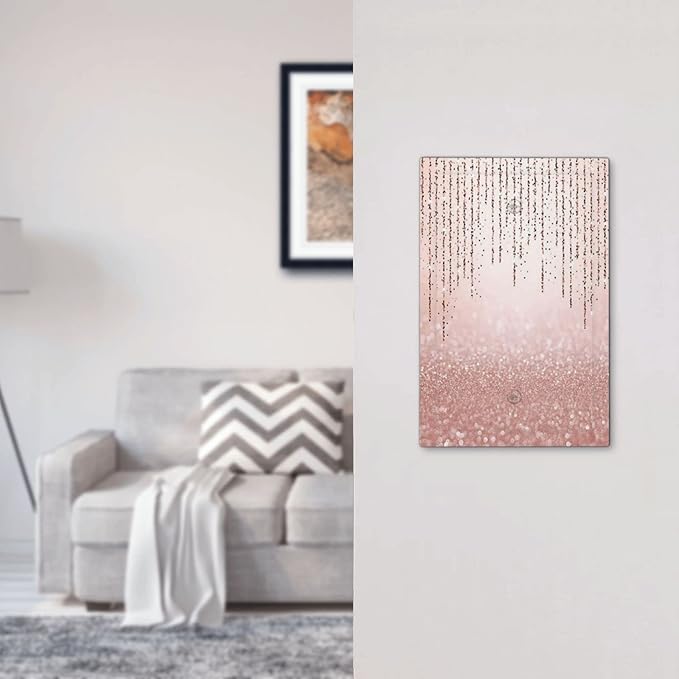 Pink Glittery Bling 1 Gang Light Switch Cover No Decive Blank Wall Plate Decorative for Teen Kids Boys Bathroom Home Bedroom Art Panel Decorate 5" x 3