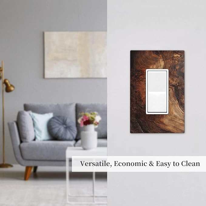 Natural Wood Grain Texture Old Tree Trunk Print Decorative Outlet Covers 1 Gang Single Rocker Light Switch Cover Plate Wall Plates GFCI Faceplate for Farmhouse Home Decor