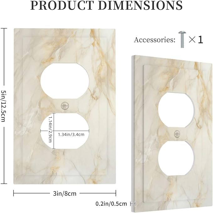 Decorative Outlet Covers Beige Gold Marble Abstraction Morden Art 1 Gang Duplex Light Switch Cover Plate Electrical Switch plates WallPlates Socket Covers for Kitchen Bathroom Decor