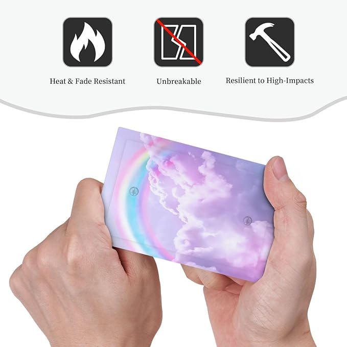 Light Switch Cover Rainbow Sky with Clouds Wall Plate Cover 1 Gang Blank No Device Decorative Outlet Covers Electrical Switchplate for Bathroom Home Decor