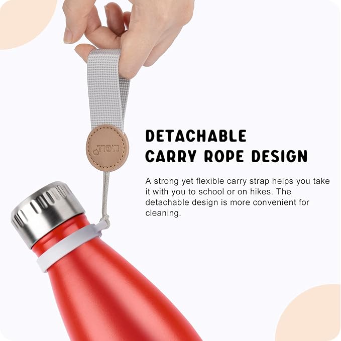 Small Water Bottles for Kids -9 oz Stainless Steel Vacuum Insulated Leak Proof Water Bottle for School Cola Shape Mini Water Bottle for Girls(Red)