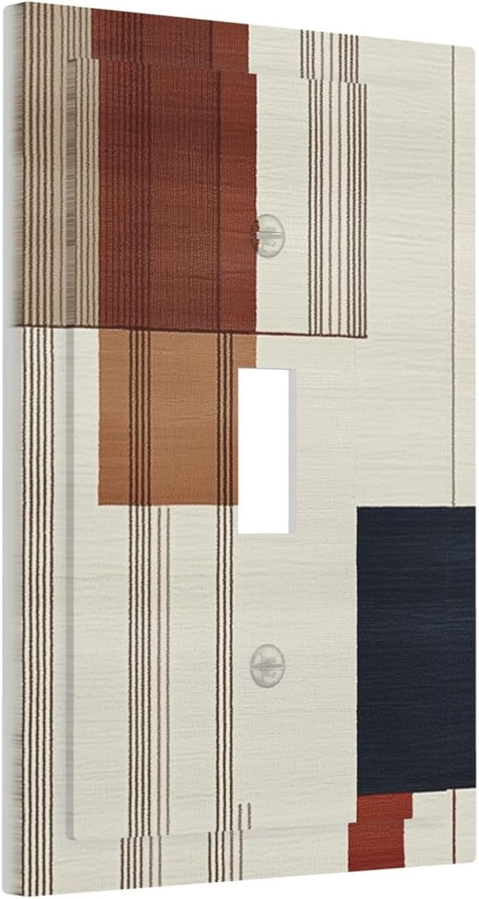 Abstract Geometric 1 Gang Light Switch Cover Modern Squares Single Toggle Wall Plate Decorative Electrical Switchplate Covers Faceplate Receptacle for Bedroom Kitchen Living Room Decor