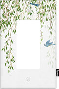 Hanging Eucalyptus Leaves Single Rocker Switch Plate Spring Summer Hummingbird Eucalyptus Decorator Rocker Wall Plate 1 Gang Lightswitch Cover Home Decorative Office