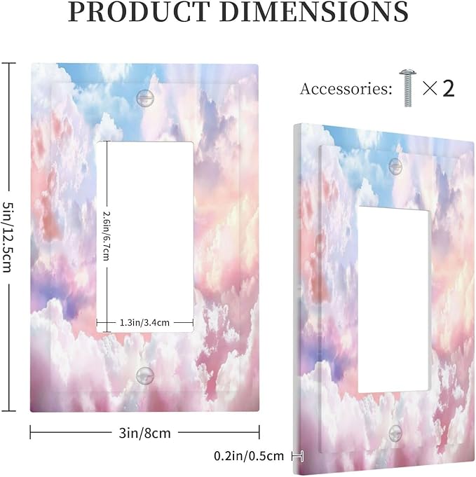 Colorful Abstract Clouds 1 Gang Light Switch Cover Single Rocker Decorative Receptacle Outlet Covers GFCI Electrical Faceplate Switchplate for Bedroom Bathroom Kitchen Art Decor