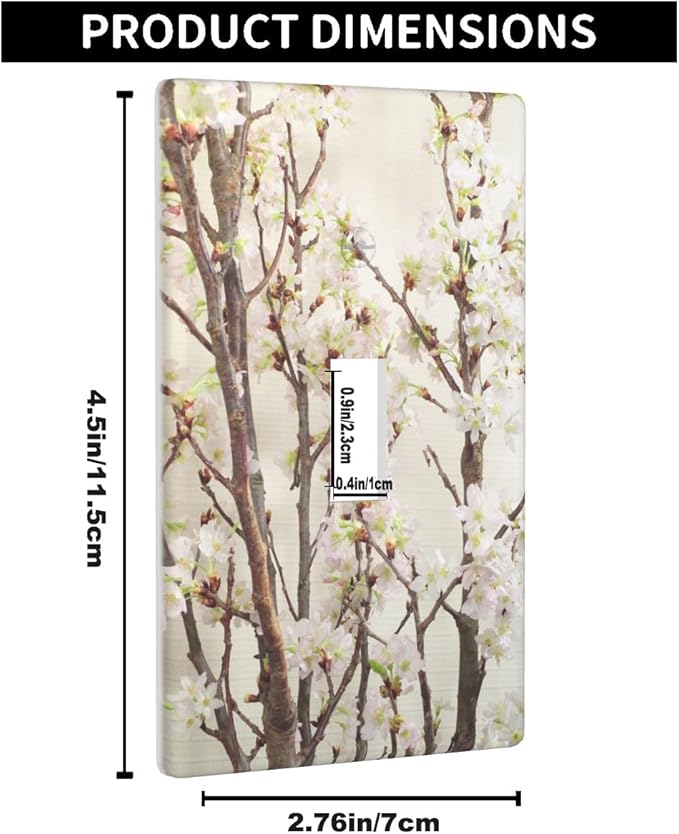 Cherry Blossom Tree Light Switch Cover Plate Cherry Blossom Flowers Pink Single Toggle Wall Plate 1 Gang Switchplate Home Decor for Living Room Kitchen 4.5"x 2.76"