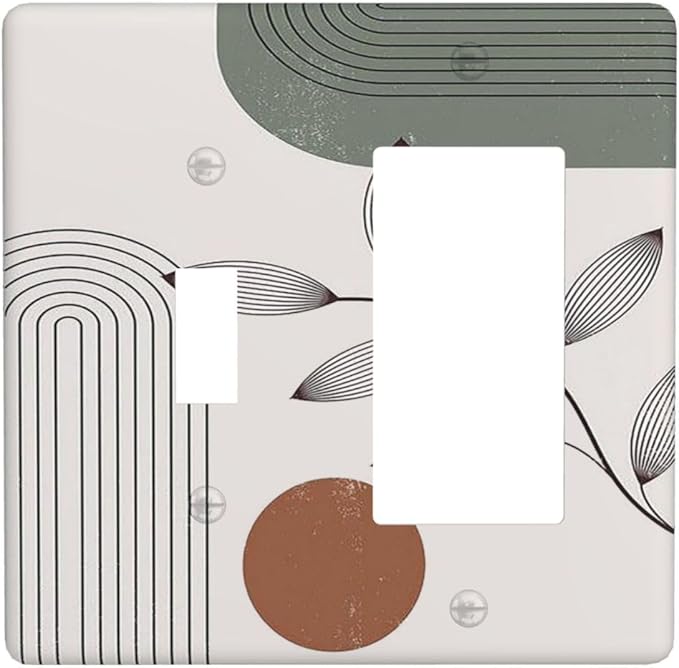 Outlet Covers Sage Green Boho Nature Art Minimalist Geometric Plant 1 Toggle 1 Rocker Combination Decorative Wall Plate Electrical Switch Plates Light Switch Cover Plate for Bedroom