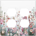 Colorful Flowers Pink Floral Watercolor Plant Outlet Covers 2 Gang Double Duplex Decorative Light Switch Covers Electrical Wallplates Socket Faceplate for Bed Room Living Room Decor