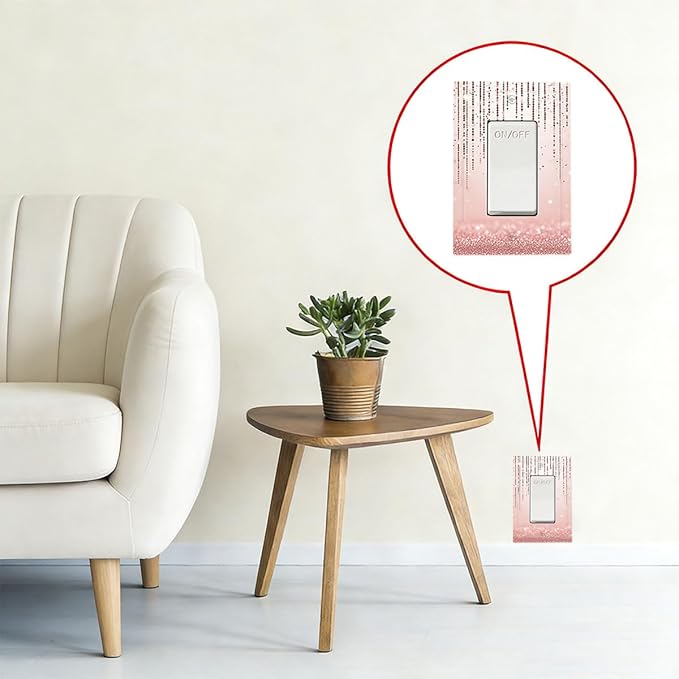 Rose Gold Pink 1-Gang Toggle Light Switch Plate, Draping Bead Printed Pattern Decorative Wall Plate, Modern Glam Home Decor