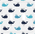 Cute Blue Whales Double Toggle Switch Cover - 2-Gang Standard US Size Nautical Whale Pod Light Switch Covers, Minimalist Coastal for Nursery Decor