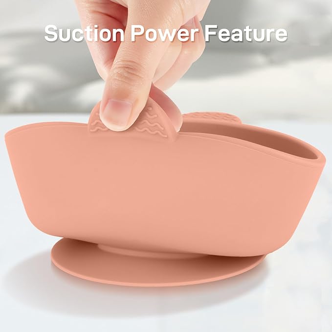 Eascrozn 3 Pack Baby Bowls with Suction and 3 Pack Baby Spoons, BPA Free, Silicone Baby Feeding Set for Babies Toddler Kids, Microwave and Dishwasher Safe