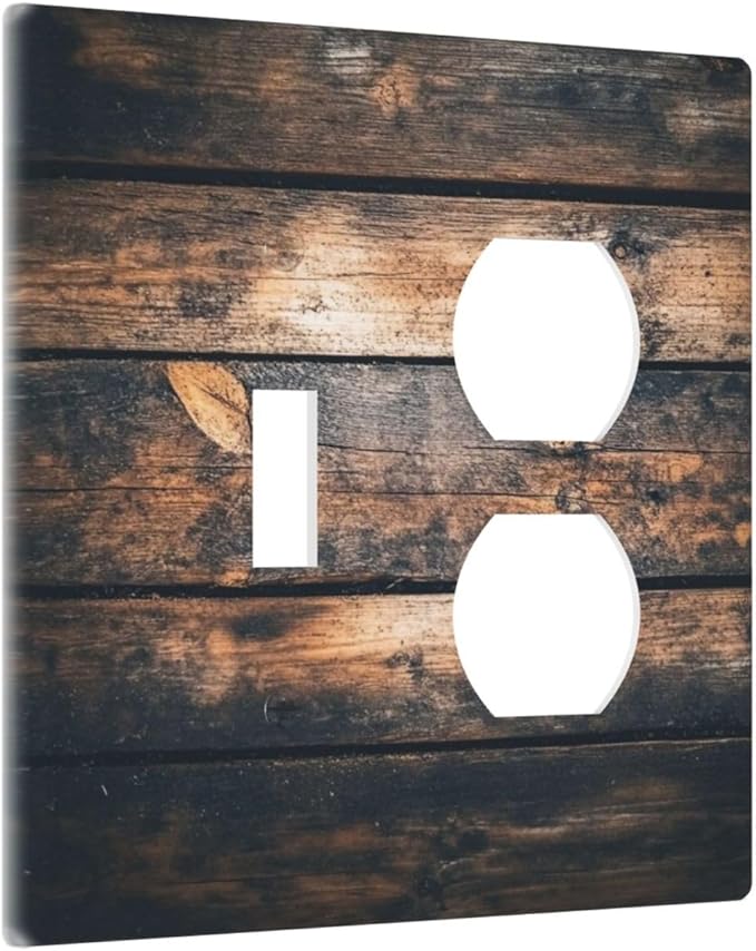 Wallplates Brown Vintage Wooden Board Rustic Wood 1 Toggle 1 Duplex Switch Plate Electrical Gfci Faceplate Decorative Light Switch Covers For Farmhouse Cabin Decor