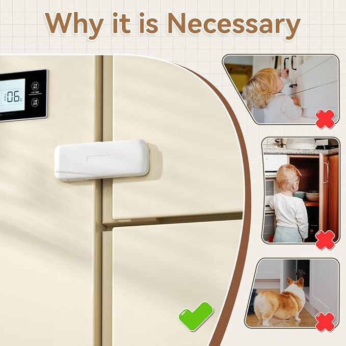 SAFELON 6 Pcs Baby Safety Fridge Locks, Childproof Cabinet Locks, Cabinet Cupboard Locks for Kids, Double Door Refrigerator Locks.