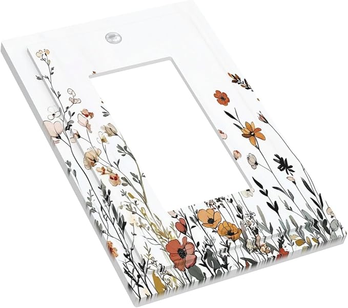 Decorative Outlet Covers Vintage Wildflower Colorful Plants Floral 1 Gang Single Rocker Light Switch Cover Plate Wall Plates Gfci Faceplate For Bed Room Living Room Decor