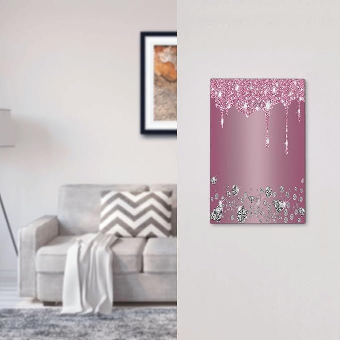 Switch Plates Sparkling Diamonds Pink Silver Glitter Drops 1 Gang Light Switch Cover No Device Wall Plate Decorative Blank Switchplate Electrical Faceplate for Bathroom Home Art Panel Decor
