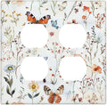 Outlet Covers Butterfly Floral Boho Multicolor Flower Leave 2 Gang Double Duplex Decorative Light Switch Covers Electrical Wallplates Socket Faceplate for Bed Room living Room Decor