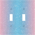 Pastel Galaxy Double Toggle Switch Cover - 2-Gang Standard US Size Pink & Blue Sparkle Light Switch Covers, Dreamy Pastel Stars for Girls Room Decor