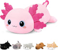 Finebee Weighted Axolotl Stuffed Animals, Cute Weighted Axolotl Plush, Soft Stuffed Weighted Plush Pillow Gifts for Kids Adult(13.8" 1.6Lbs)