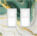 Decorative Outlet Covers Turquoise Marble Texture Golden Lines 2 Gang Double Gfci Rocker Electrical Wall Panels Light Switch Cover Plate For Bed Room Bathroom Decor