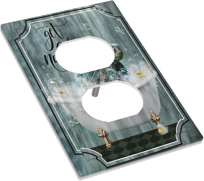 Teal Green Sea Turtle Funny Ocean Vintage Tortoise Beach Theme Outlet Covers 1 Gang Duplex Electrical Receptacle Faceplate Light Switch Cover Wall Plate Decorative Switch Plates for Bathroom