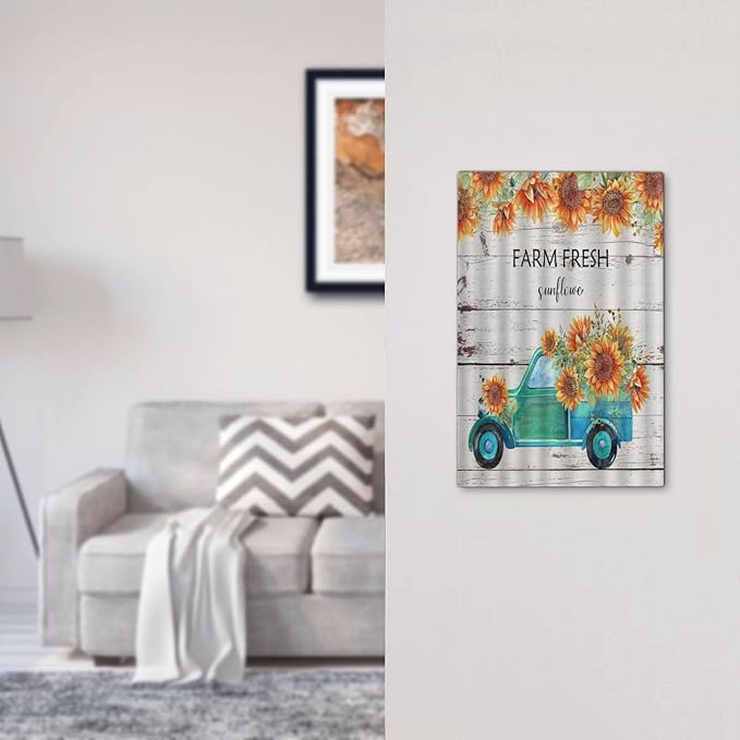Decorative Switch Plate Covers Teal Farm Truck Pulling Sunflowers 1 Gang Light Switch Cover Plate Blank Wall Plate Cover Switchplate Electrical Faceplate for Farmhouse Bathroom Bedroom Decor