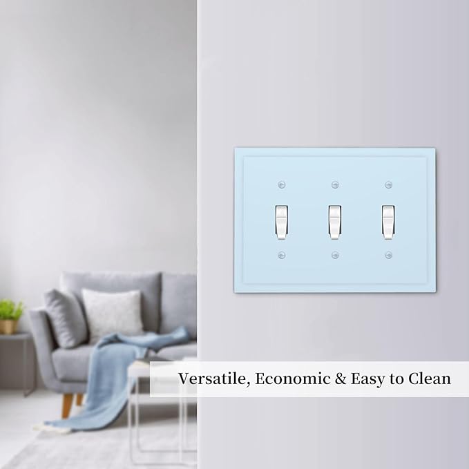 Aqua/Teal 3 Gang Light Switch Plate Decorative Triple Toggle Wall Plate Cover Electrical Faceplate Switch Face Plate